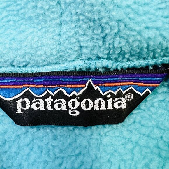 Vintage 1990s Patagonia Fleece Full Zip Jacket 1980s Teal Made In USA Kids 10 - Picture 7 of 16